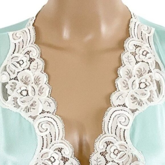 Vintage Vanity Fair lace nightgown robe long sleeve button down pajamas sz large - Picture 5 of 10